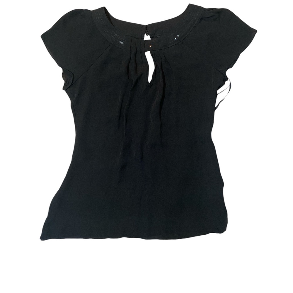 Blouse short sleeve top with sequin detailing on neck line